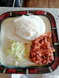 sadza with cabbage and beans